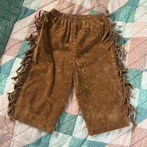 Vintage Milton Faux Suede Cowboy Fringe Pants Boys Halloween Baby Costume Brown